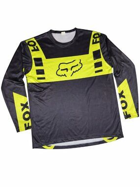 Fox Racing Motocross Jersey Men’s XL Black Yellow Long Sleeve Dirt Bike Moto